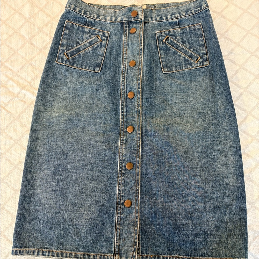 Vintage Gap Y2K Denim Button Front Midi Skirt 100% Cotton